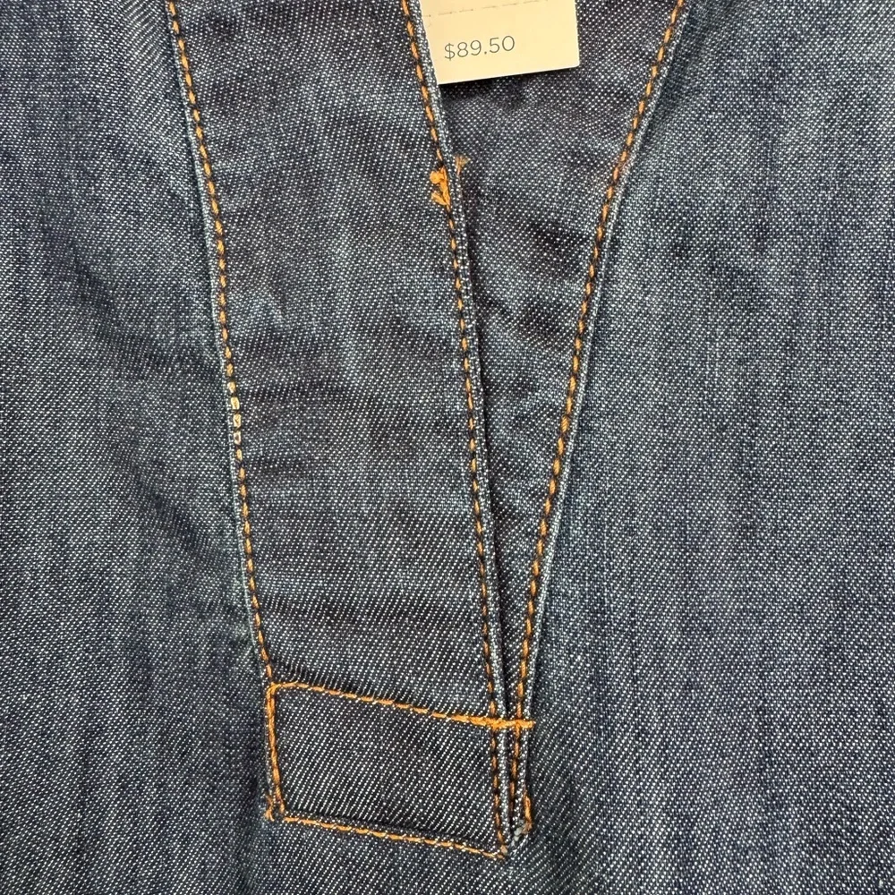 NWT Talbots Denim Short Sleeve Peasant Top in Dark Blue Size M - Picture 6 of 11